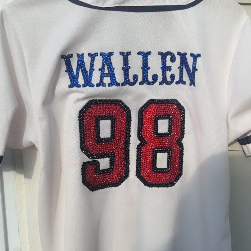 Morgan Wallen White Braves Jersey Wallen 98 - Picture 7 of 8